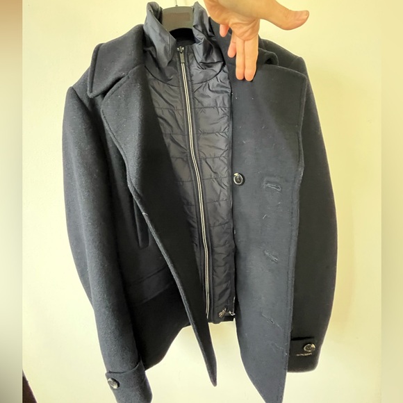 MENS Scotch & Soda Wool Blend Peacoat with Zippered Vest Enclosure - Picture 2 of 9